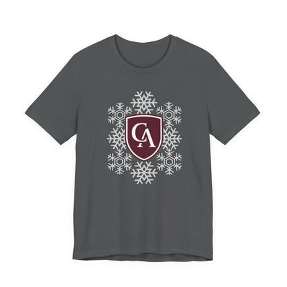 Adult Unisex Columbus Academy Spirited Snowflake Graphic Short Sleeve Soft Tee