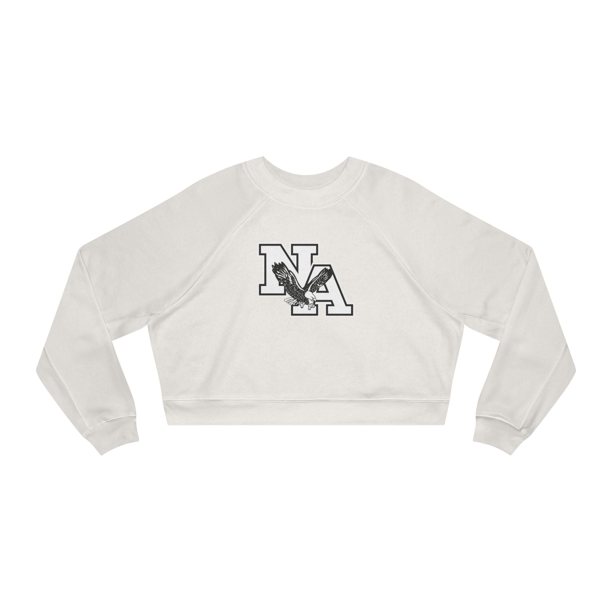 Women's White/Black Classic NA Logo Cropped Fleece Sweatshirt