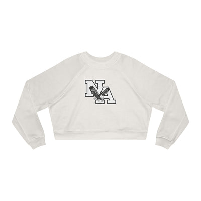 Women's White/Black Classic NA Logo Cropped Fleece Sweatshirt