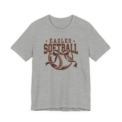 Adult Unisex New Albany Eagles Softball Spirit Bow Graphic Short Sleeve Soft Tee