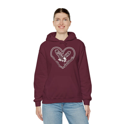 Adult Unisex Eagles Softball Heart Graphic Hoodie