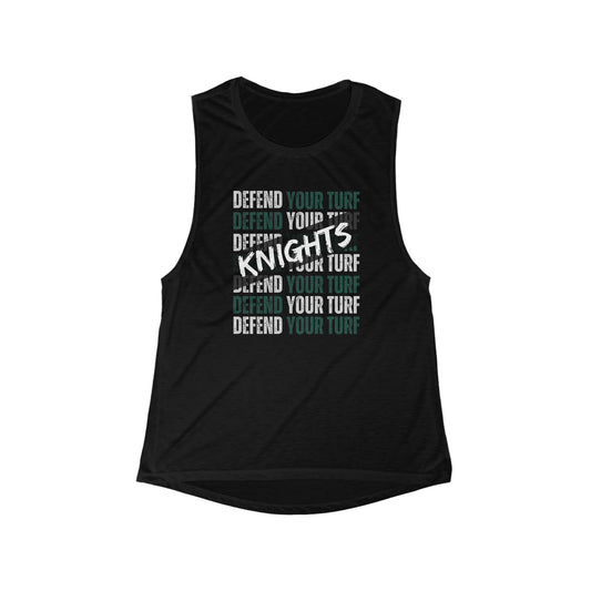 Women’s Super Soft Defend Your Turf Flowy Scoop Muscle Tank - Nordonia Knights