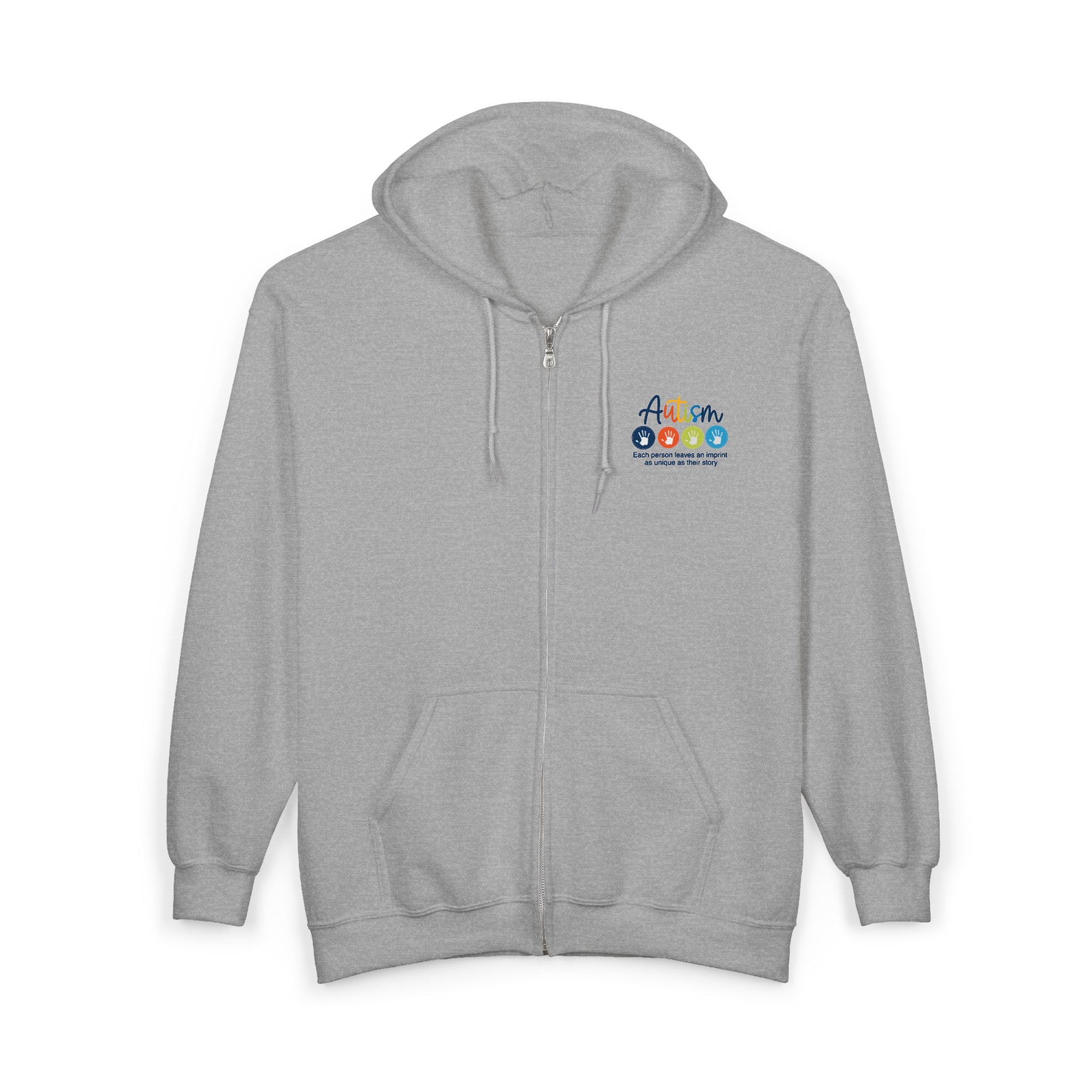 Adult Unisex Autism Imprint Graphic Full-Zip Hooded Sweatshirt