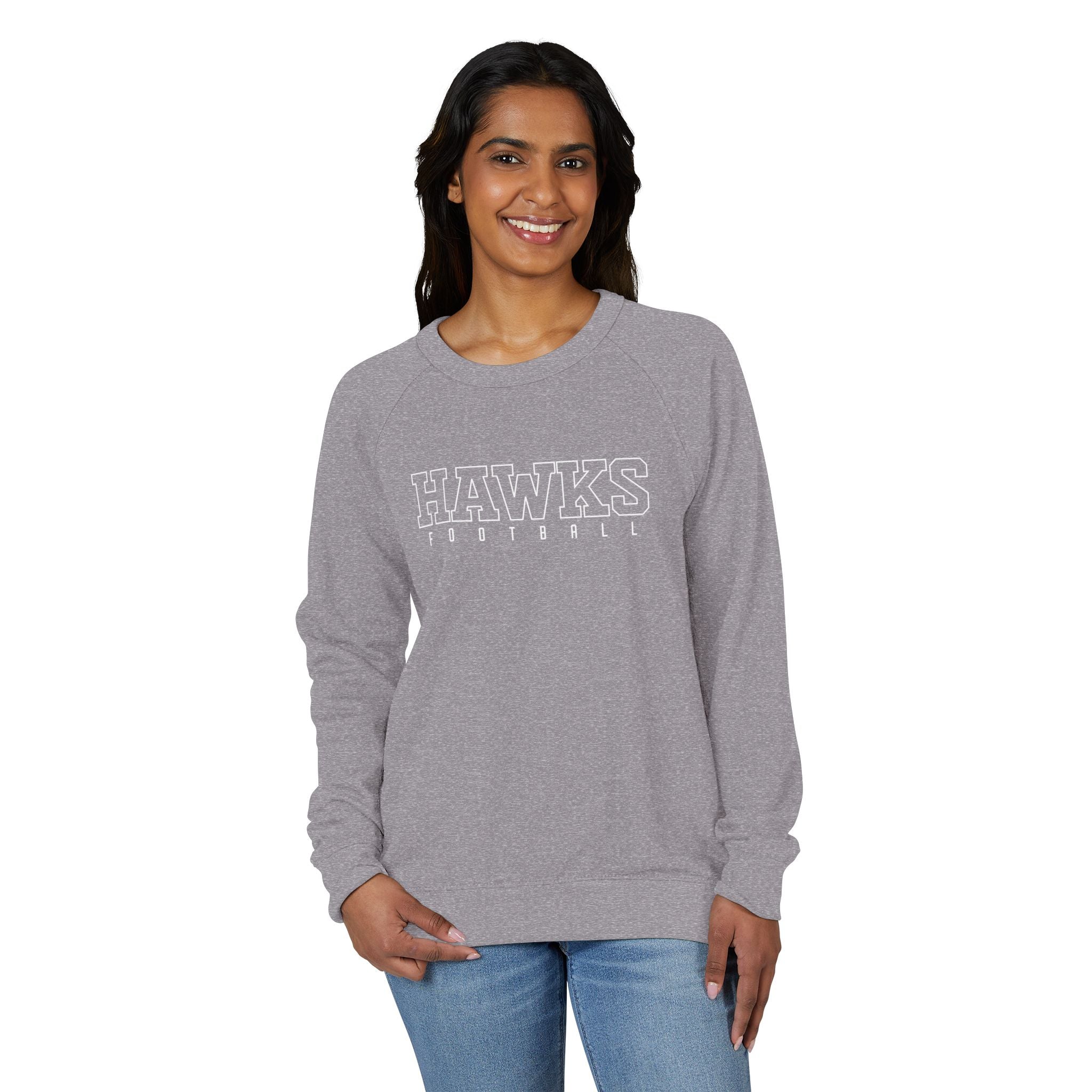 Adult Unisex Westerville Central Block Hawks Football Graphic French Terry Raglan Crewneck