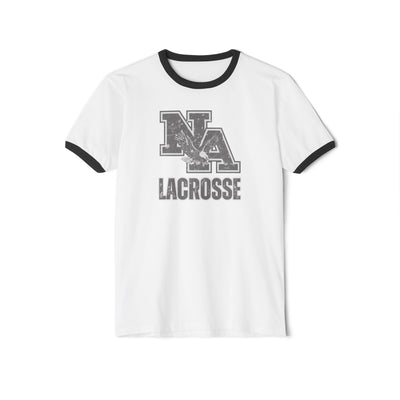 Adult Unisex Vintage Distressed Classic Logo Lacrosse Graphic Short Sleeve Ringer Tee
