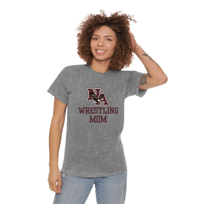 Women's Wrestling Mom Classic Logo Mineral Wash Short Sleeve Graphic Tee - New Albany Eagles