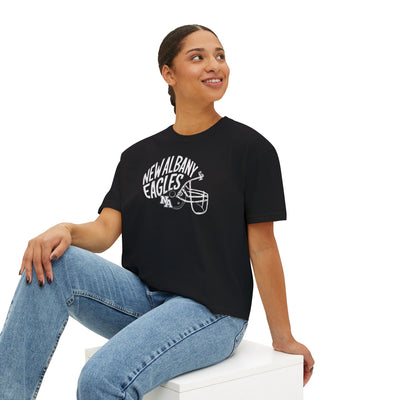 Women's New Albany Vintage Vibes Football Helmet Graphic Boxy Crop Short Sleeve Tee