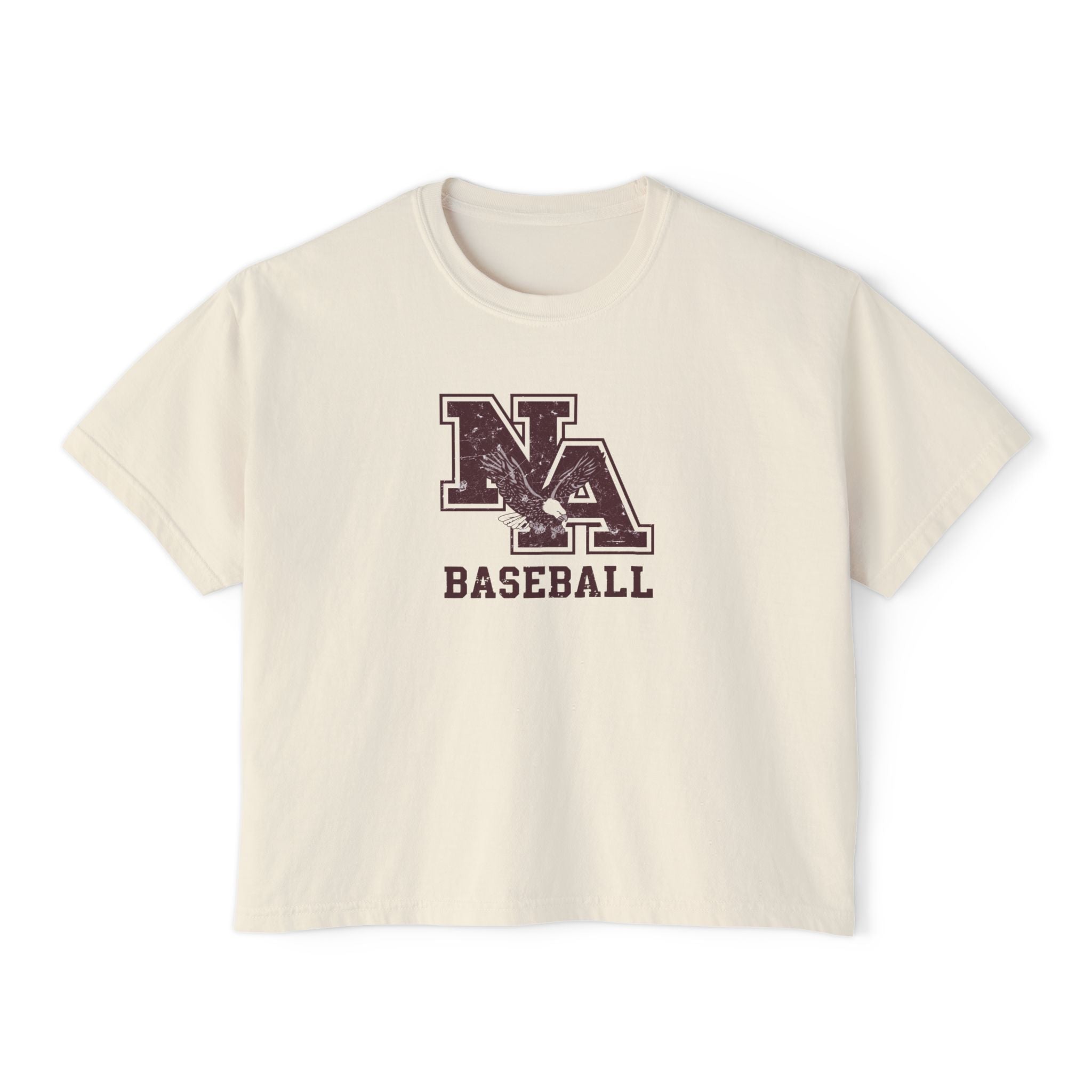 Women's New Albany Baseball Vintage Vibe Logo Graphic Boxy Crop Short Sleeve Tee
