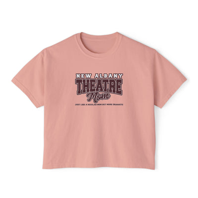 Women's New Albany Theatre Dramatic Mom Graphic Boxy Crop Short Sleeve Tee