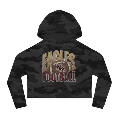 Women's New Albany First-Down Distressed Football Graphic Crop Hoodie
