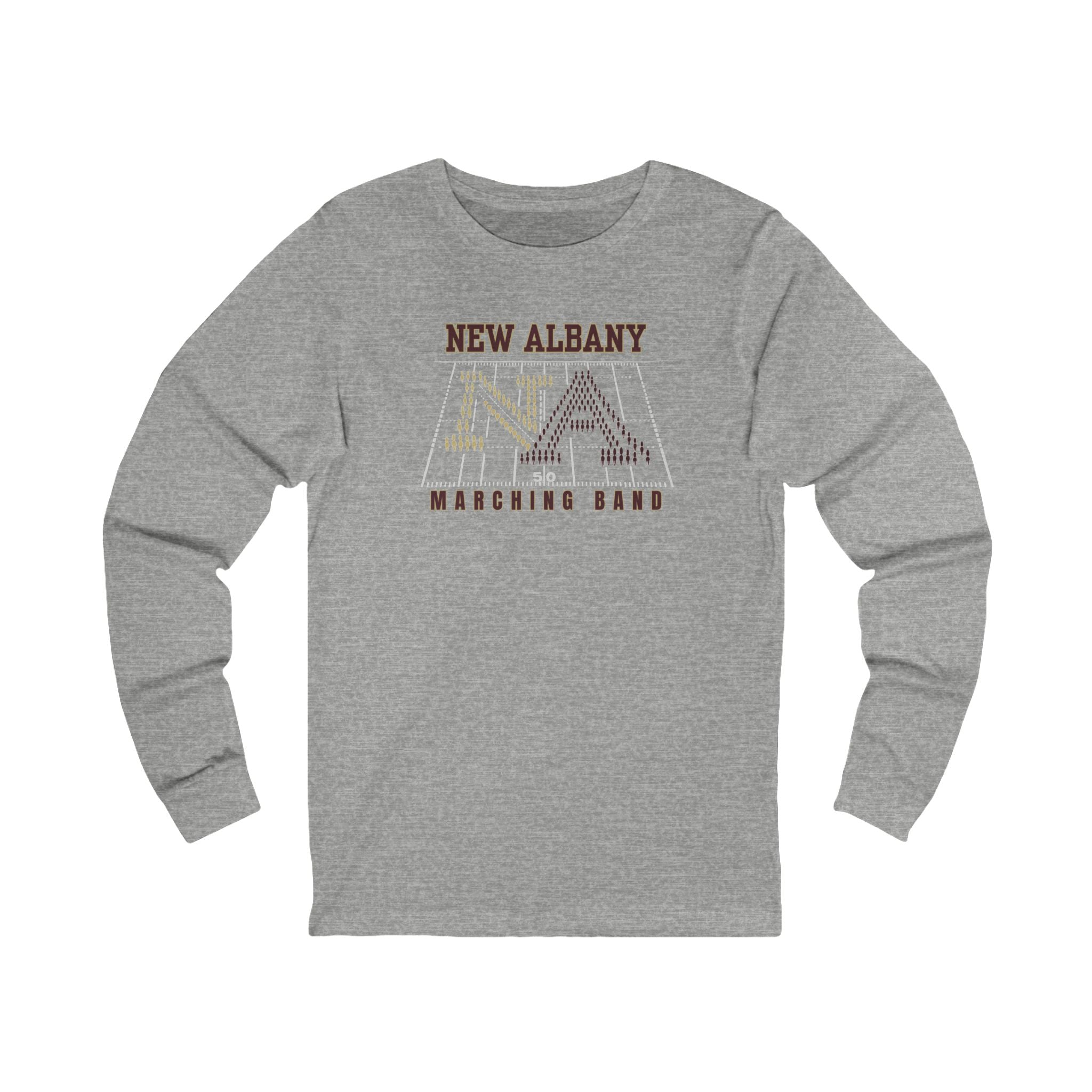 Adult Unisex New Albany Band Field Formation Graphic Long Sleeve Bella + Canvas Soft Tee