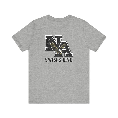 Adult Unisex Swim and Dive Black Vintage Distressed Logo Soft Short Sleeve Graphic Tee