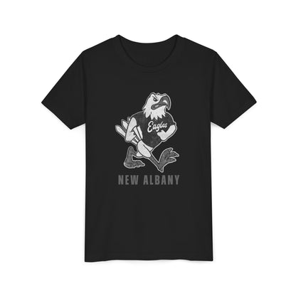 Youth New Albany Black and White Vintage Fighting Eagle Graphic Short Sleeve Soft Tee
