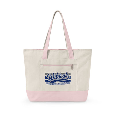 Overbrook Elementary Wildcats Vintage Distressed Spirit Graphic Zippered Canvas Tote
