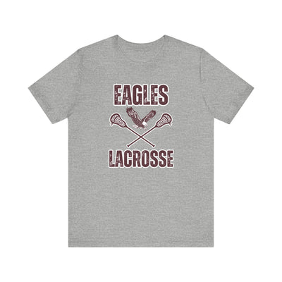 Adult Unisex Distressed Eagles Lacrosse Graphic Short Sleeve Soft Tee