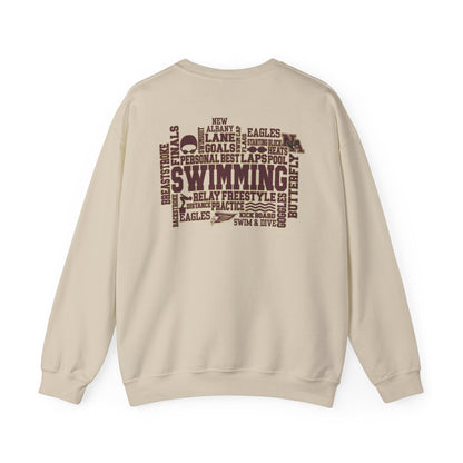 Adult Unisex Swim & Dive Classic Logo with Word Pool Back Graphic Sweatshirt