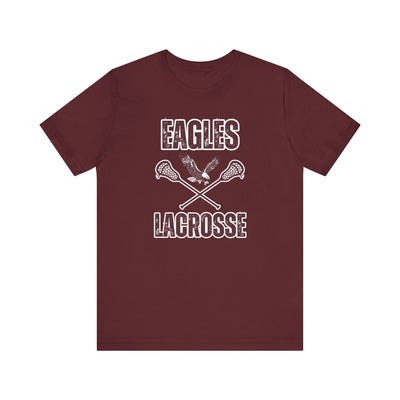 Adult Unisex Distressed Eagles Lacrosse Graphic Short Sleeve Soft Tee