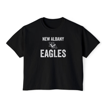 Women's Vintage Distressed New Albany Eagles Graphic Boxy Crop Short Sleeve Tee