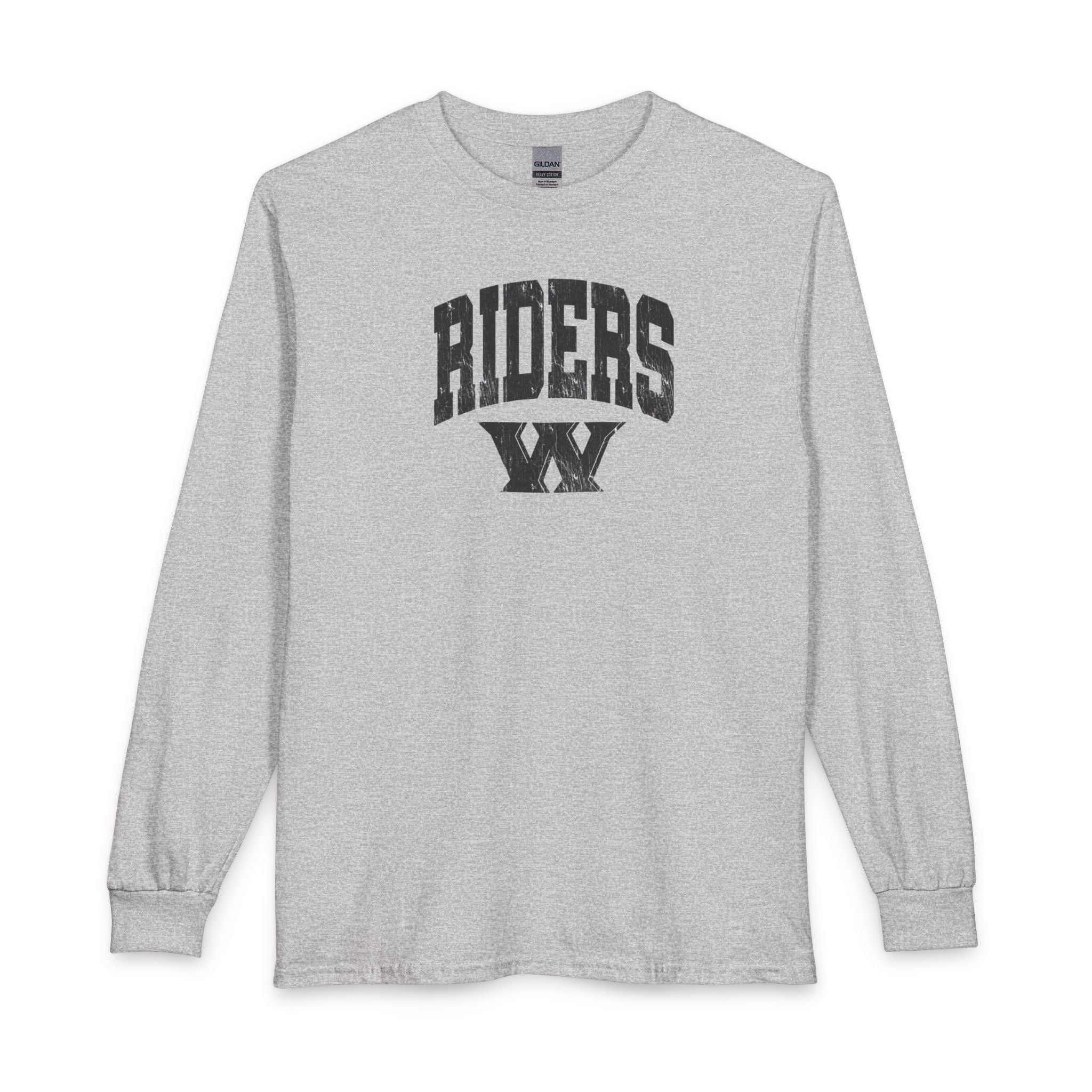 Adult Unisex Riders Arch Vintage Distressed W Graphic Long Sleeve Gildan Tee