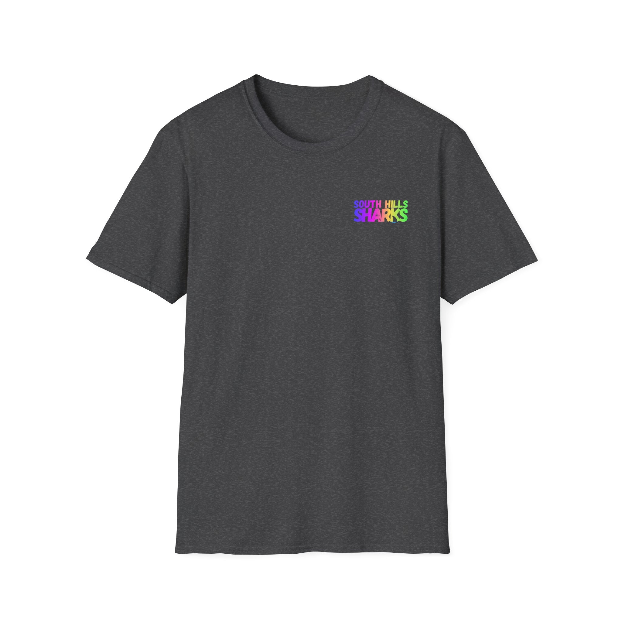 Adult Unisex South Hills Swim Team Neon Rainbow Graphic Short Sleeve Gildan Softstyle Tee