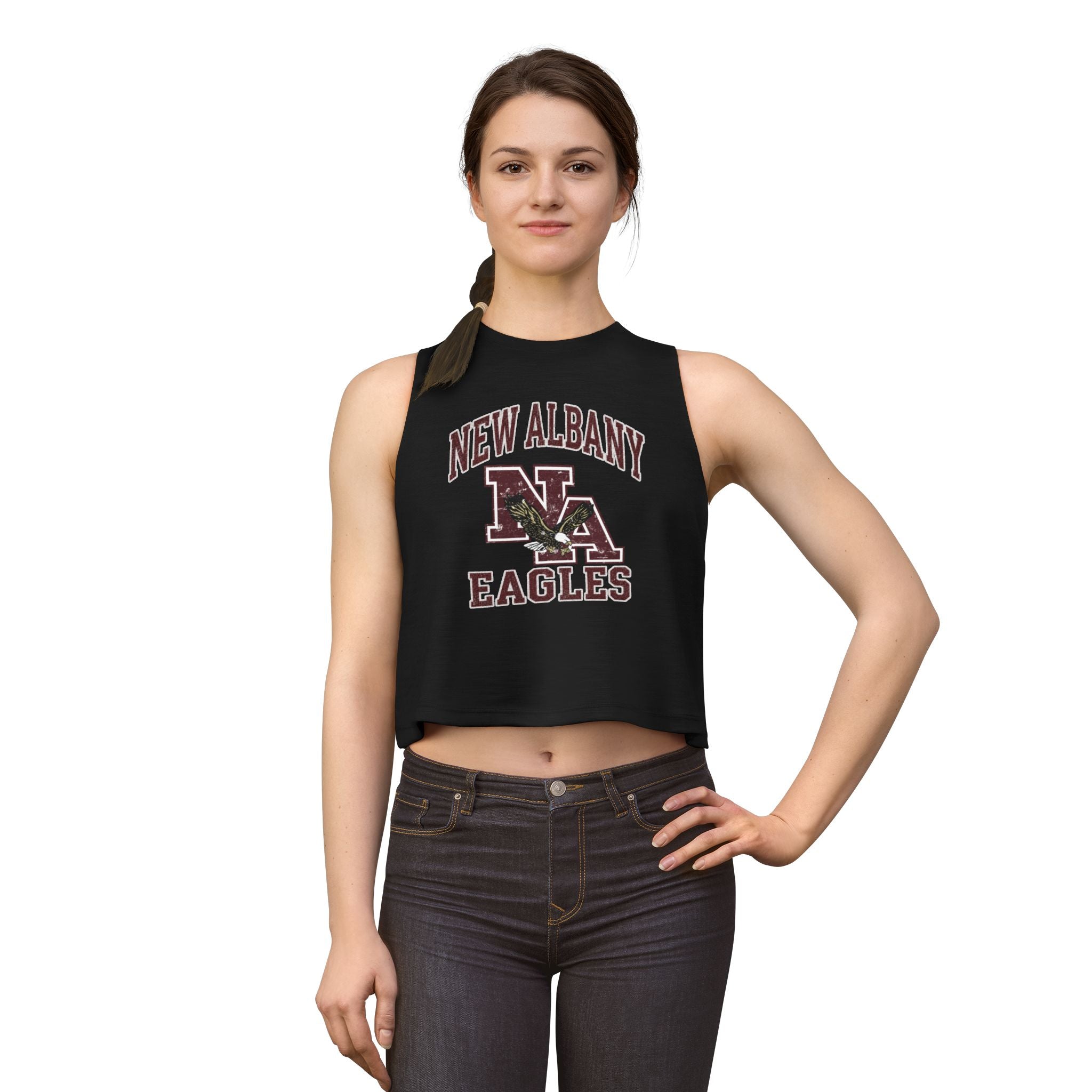 Women's New Albany Vintage Vibes Football Logo Graphic Crop Tank