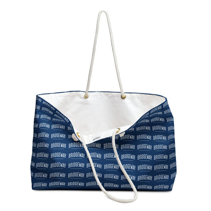 Bridgeway Allover Classic Logo Large Navy and White Tote