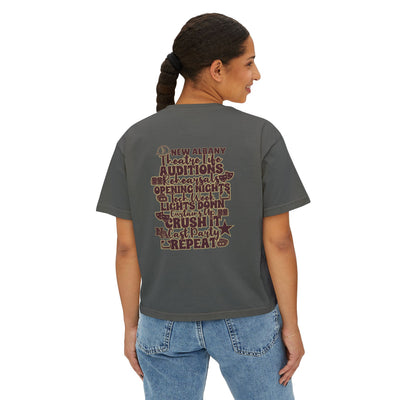 Women's New Albany Theatre Cast & Crew Graphic Boxy Crop Short Sleeve Tee