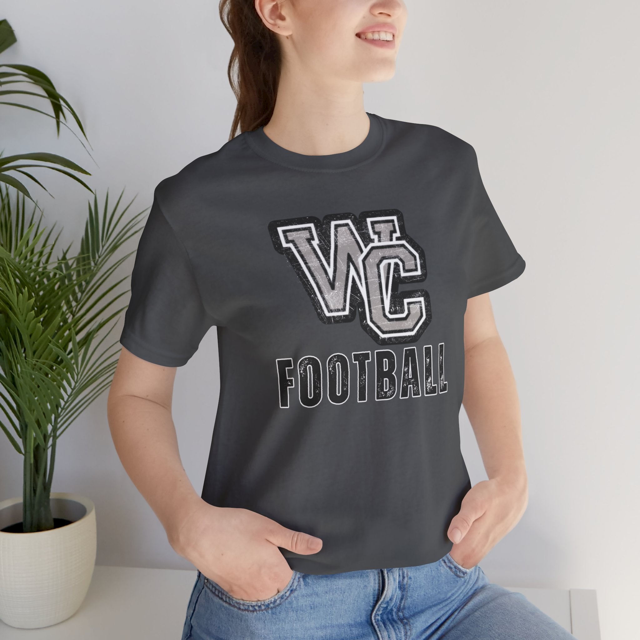 Adult Unisex Vintage Distressed Westerville Central Football Graphic Short Sleeve Soft Tee