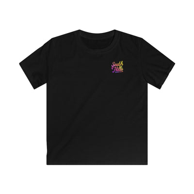 Youth South Hills Swim Club Sunset Script Graphic Short Sleeve Gildan Softstyle Tee