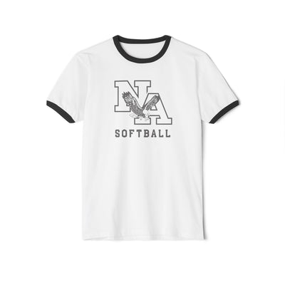 Adult Unisex New Albany Grey Tonal Softball Logo Graphic Short Sleeve Ringer Tee