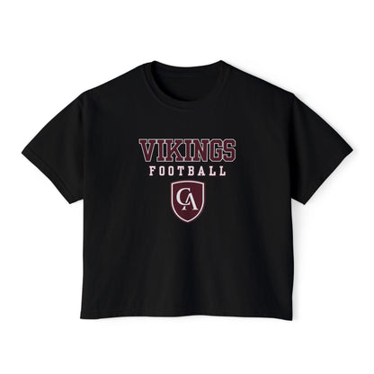 Women's Columbus Academy Vikings Football Graphic Boxy Crop Short Sleeve Tee