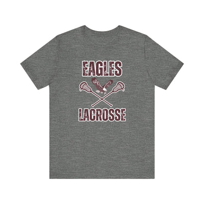 Adult Unisex Distressed Eagles Lacrosse Graphic Short Sleeve Soft Tee
