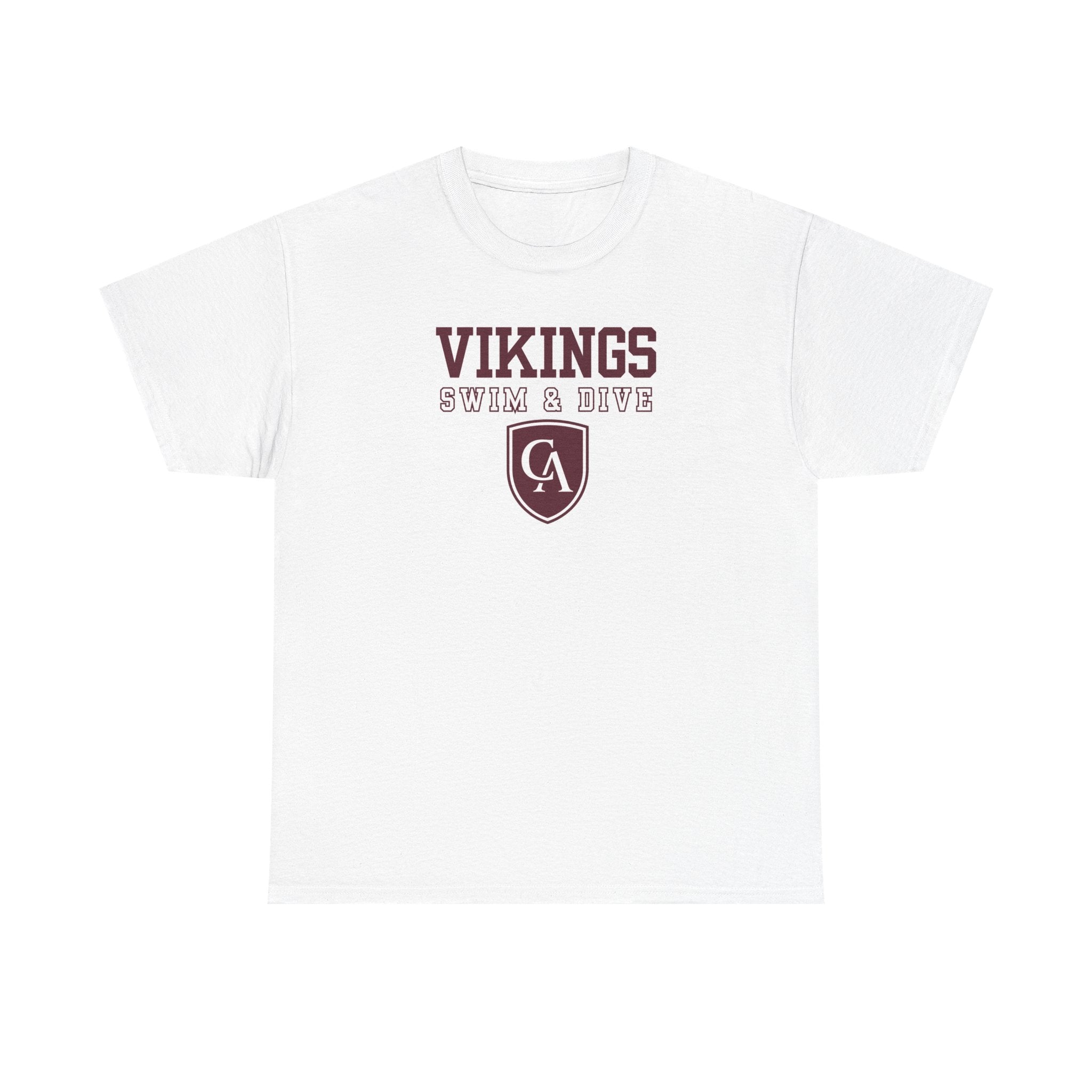 Adult Unisex Columbus Academy Vikings Swim & Dive Graphic Short Sleeve Gildan Heavy Tee