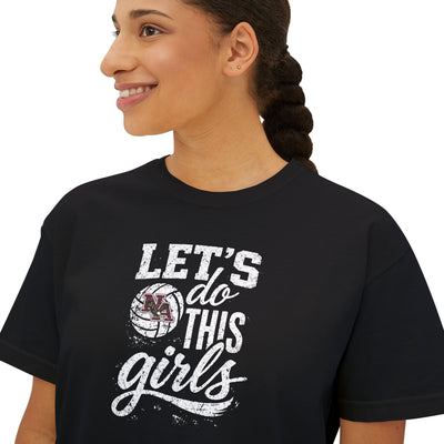 Women's New Albany Eagles Let's Do This Girls Graphic Boxy Crop Short Sleeve Tee