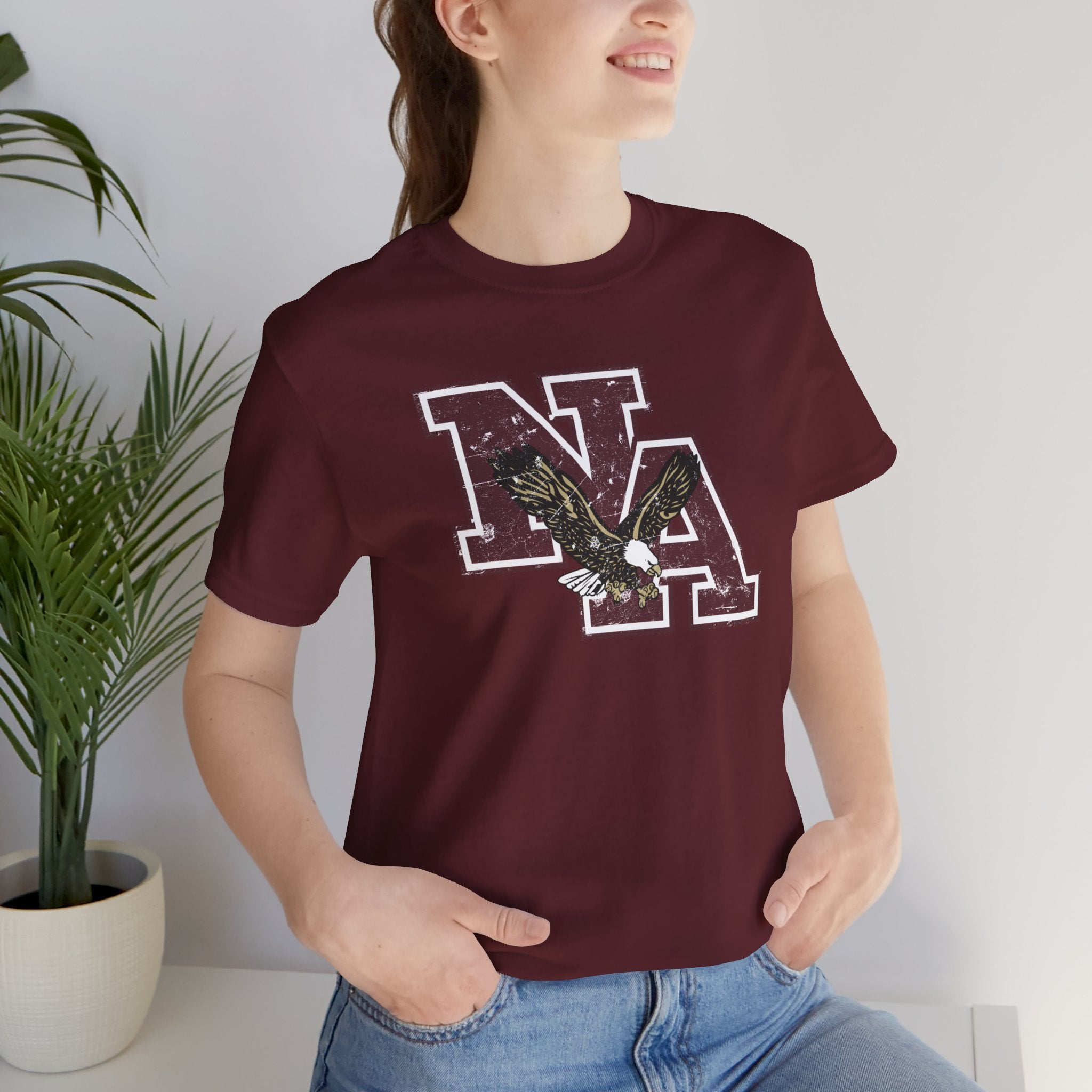 Adult Unisex Vintage Distressed Maroon Logo Short Sleeve Soft Tee