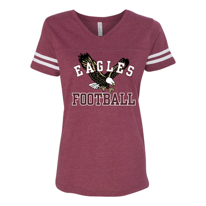 Women's Flying Football Eagle Graphic Short Sleeve Football Ringer Tee