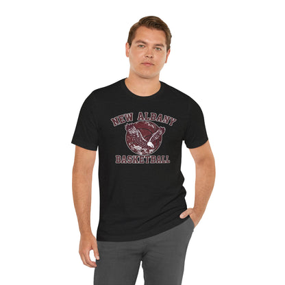 Adult Unisex New Albany Eagles Basketball Vintage Victory Graphic Short Sleeve Soft Tee