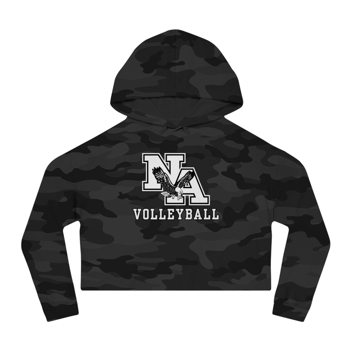 Women's New Albany Volleyball Classic White and Black Logo Graphic Crop Hoodie