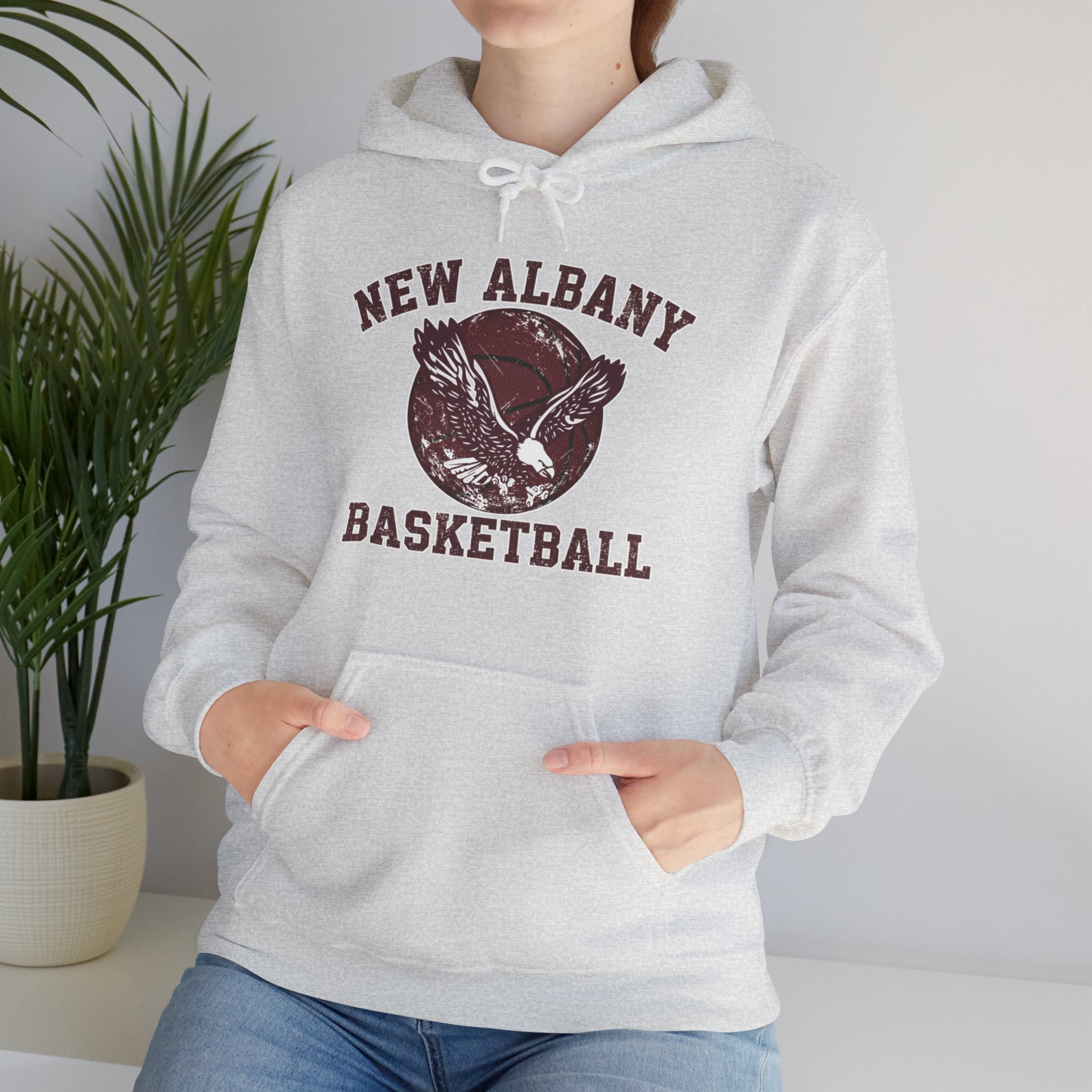 Adult Unisex New Albany Eagles Basketball Vintage Victory Graphic Hoodie