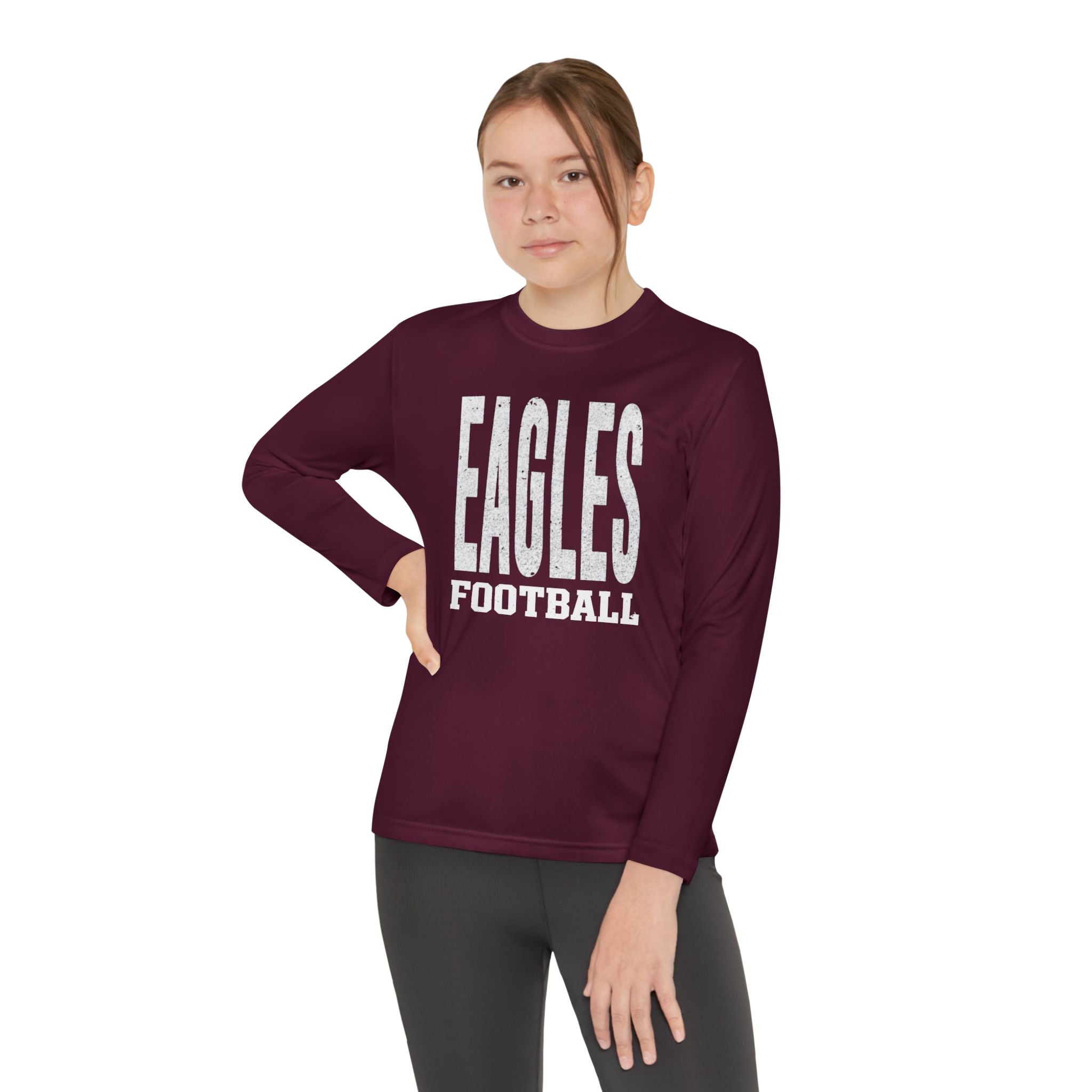 Youth New Albany Football Distressed Enlarged Graphic Sport-Tek Competitor Performance Long Sleeve Tee