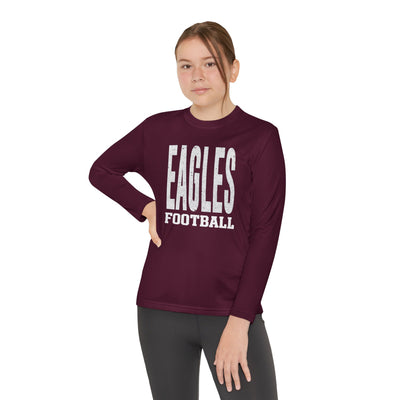 Youth New Albany Football Distressed Enlarged Graphic Sport-Tek Competitor Performance Long Sleeve Tee