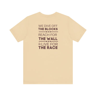 Adult Unisex Swim & Dive Classic Logo with DIVE REACH LIVE Back Graphic Soft Short Sleeve Tee