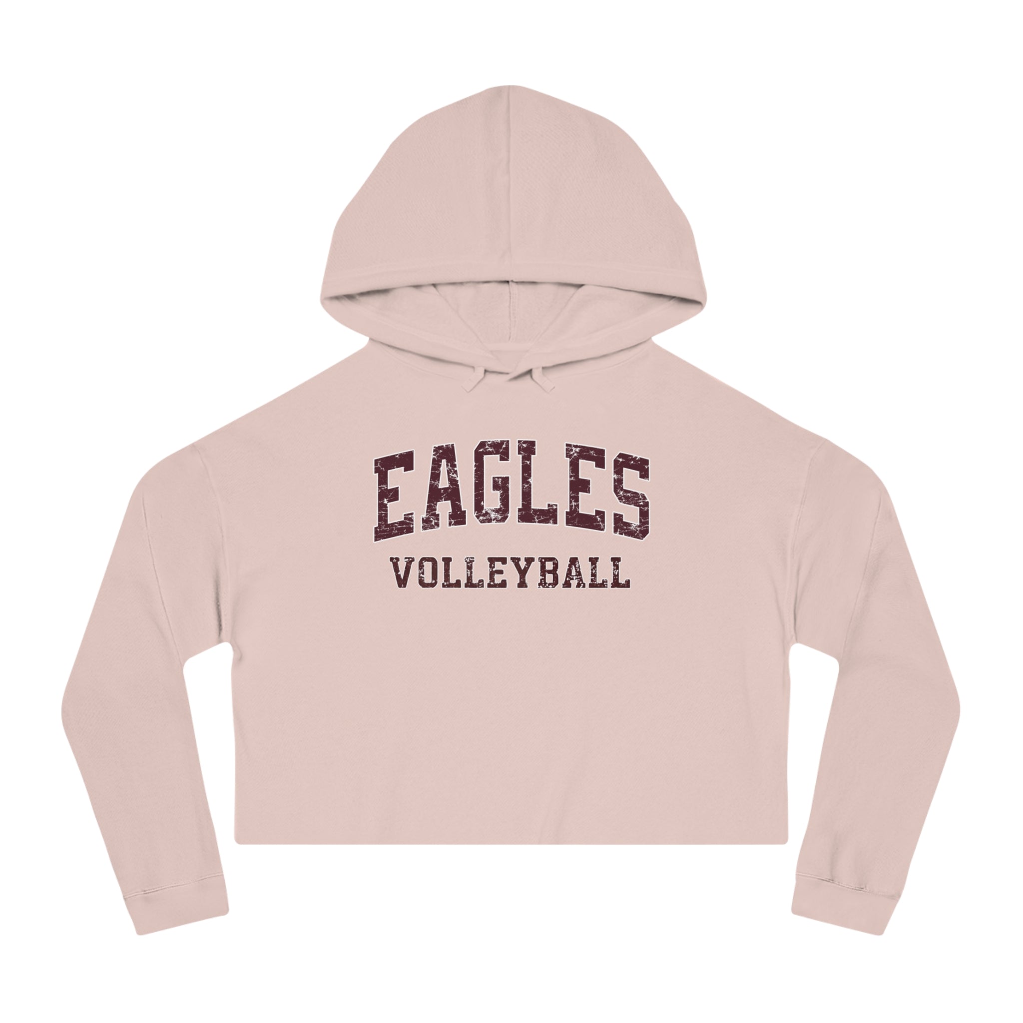 Women's New Albany Eagles Volleyball Vintage Distressed Graphic Crop Hoodie