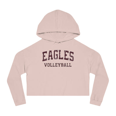 Women's New Albany Eagles Volleyball Vintage Distressed Graphic Crop Hoodie