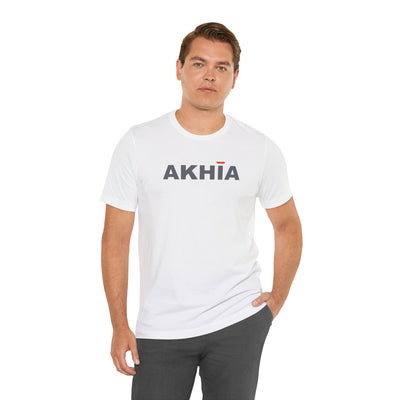 Adult Unisex Grey Logo Graphic Short Sleeve Soft Tee - Akhia