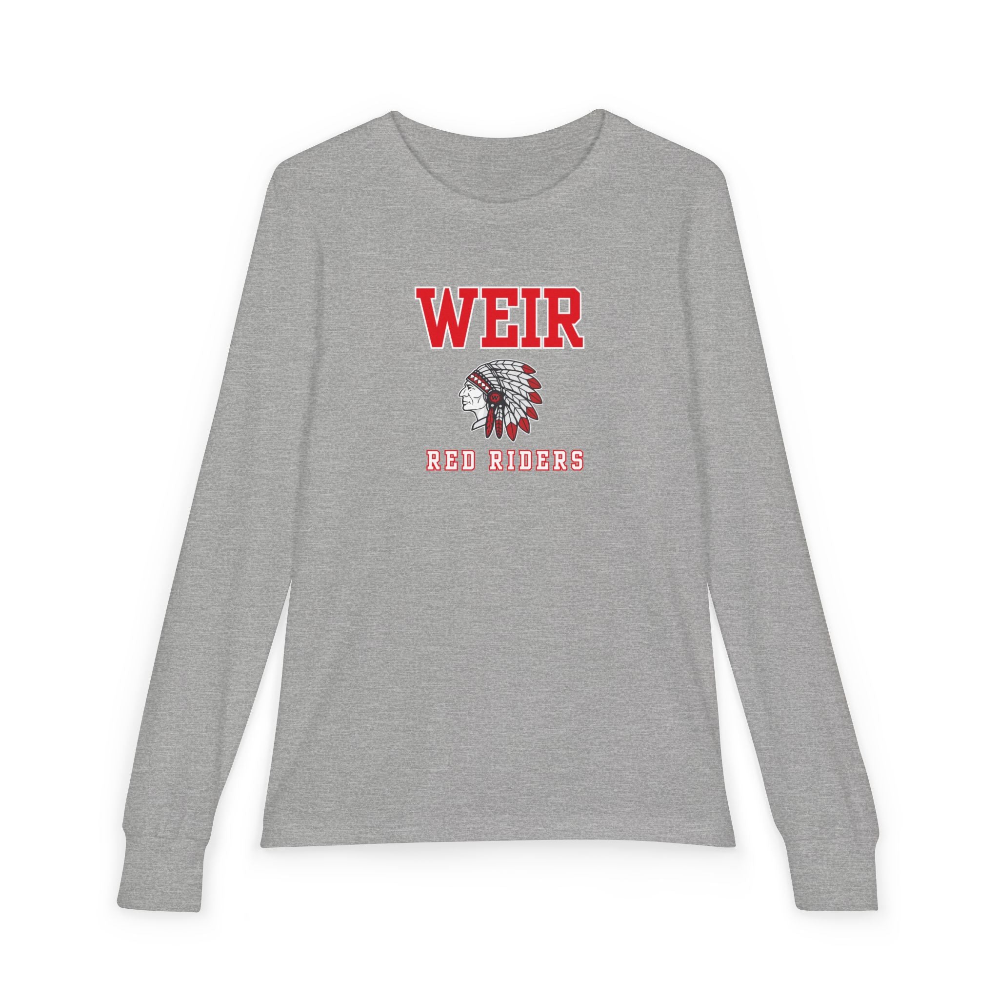 Youth Weir Red Riders Classic Mascot Graphic Bella + Canvas Long Sleeve Soft Tee