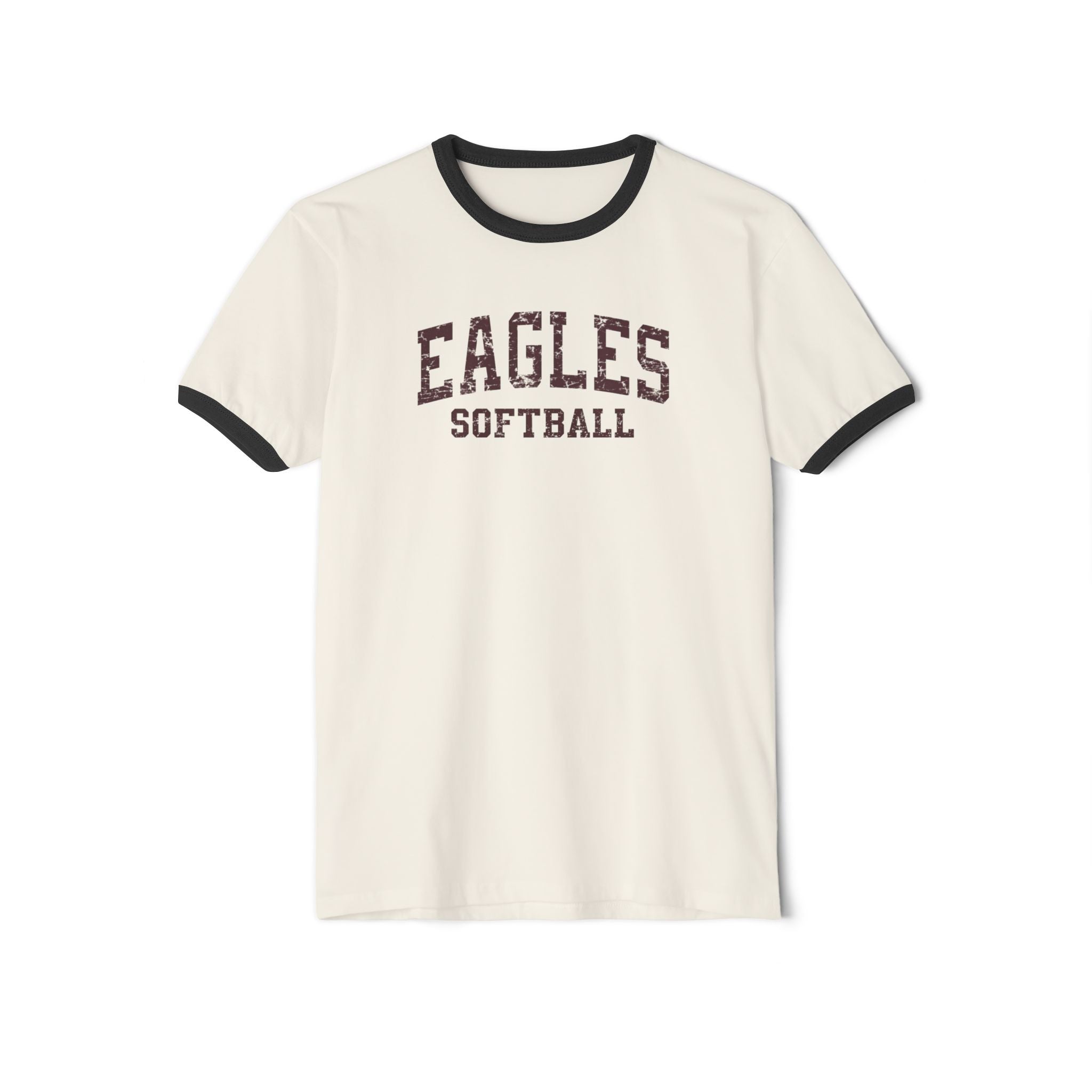 Adult Unisex New Albany Eagles Softball Vintage Distressed Graphic Short Sleeve Ringer Tee