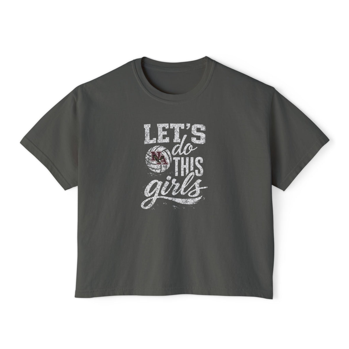 Women's New Albany Eagles Let's Do This Girls Graphic Boxy Crop Short Sleeve Tee