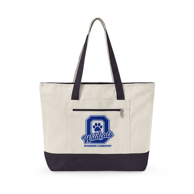 Overbrook Elementary Wildcats Block Letter Graphic Zippered Canvas Tote