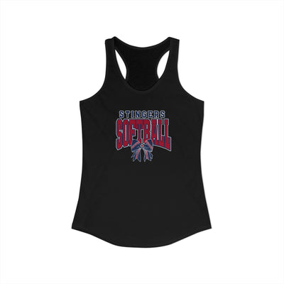 Women's Stingers Softball Stitched Bow Graphic Next Level Racerback Tank